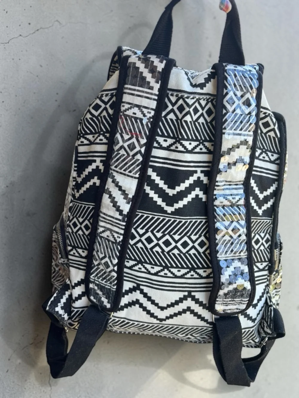 Victoria's Secret PINK Bling Sequin Aztec Backpack in black and white - Picture 12 of 16